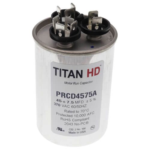 TITAN HD PRCD4575A - 45/7.5 MFD Round Dual Motor Run Capacitor (370V)