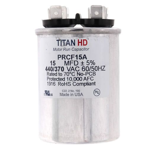 TITAN HD PRCF15A - 15 MFD Round Motor Run Capacitor (440/370V)