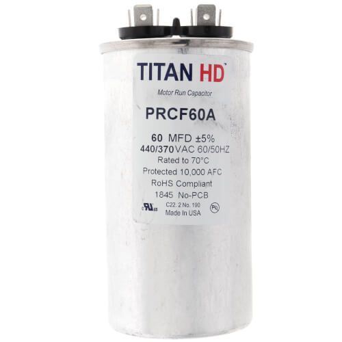 Titan Pro PRCF60A - 60 MFD Round Motor Run Capacitor (440/370V)