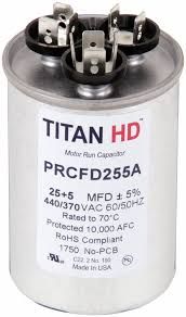 TITAN HD PRCFD255A - 25/5 MFD Round Dual Motor Run Capacitor (440/370V)