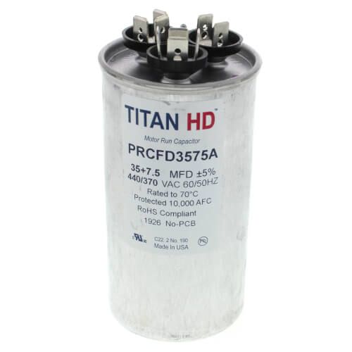 TITAN HD PRCFD3575A - 35/7.5 MFD Round Dual Motor Run Capacitor (440/370V)