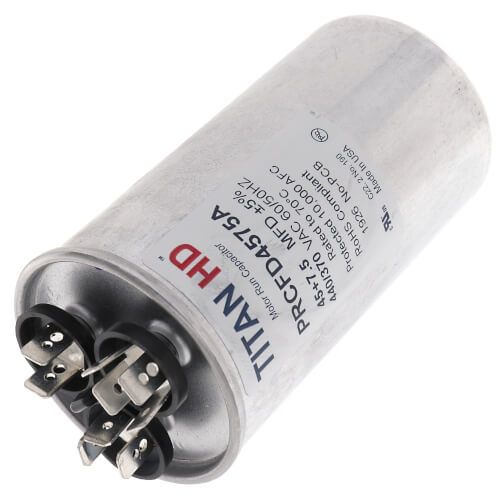 Titan HD PRCFD4575A - 45/7.5 MFD Round Dual Motor Run Capacitor (440/370V)
