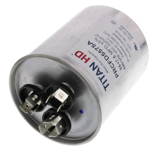 TITAN HD PRCFD5575A - 55/7.5 MFD Round Dual Motor Run Capacitor (440/370V)