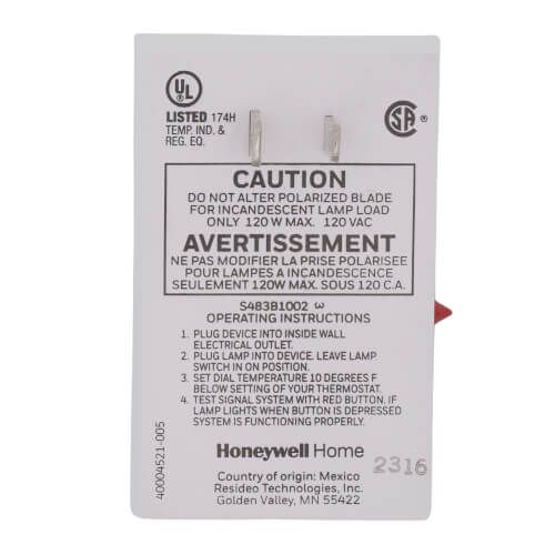 Honeywell HOome S483B1002 - Winter Watchman 120 V for Freeze Warning