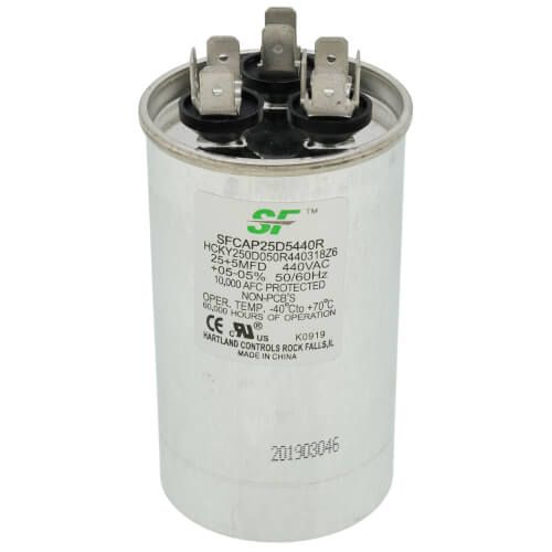 Trane SFCAP25D5440R - Round Run Capacitor - 25/5 MFD, 440V