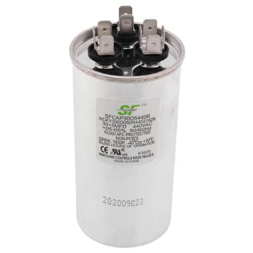 Trane SFCAP30D5440R - Round Dual Run Capacitor - 30/5 MFD, 440V