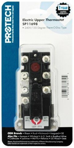 Rheem SP11698 - Electric Thermostat - 90 to 150F Range, 17 to 27F Differential, Manual Reset
