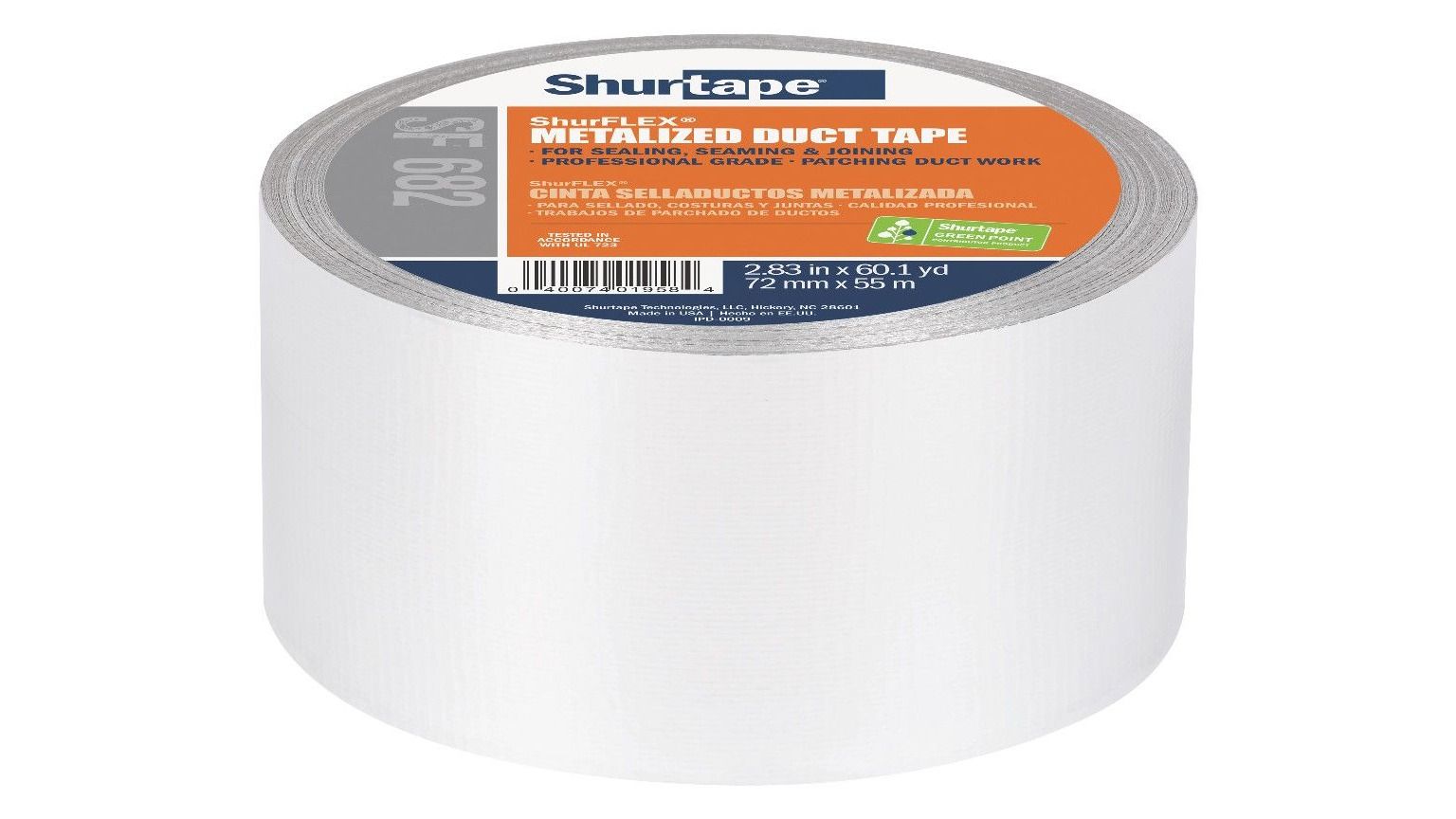 Lennox 19P39 - Shurtape 138664, SF 682 ShurFLEX Non-Printed Cloth Duct Tape, 3" x 60 yd., Silver