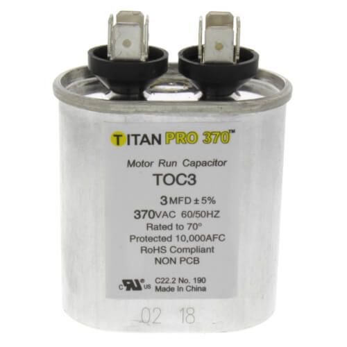 Titan Pro TOC3 - 3 MFD Oval Motor Run Capacitor (370V)