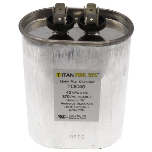 Titan Pro TOC40 - 40 MFD Oval Motor Run Capacitor (370V)