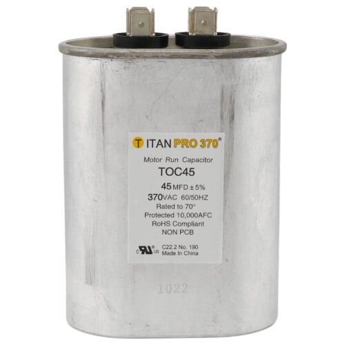 Titan Pro TOC45 - 45 MFD Oval Motor Run Capacitor (370V)