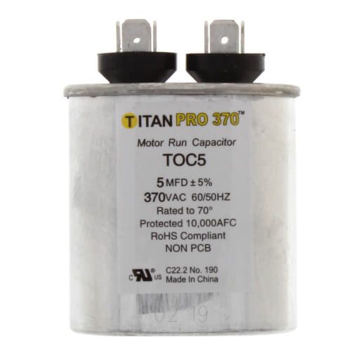 Titan Pro TOC5 - 5 MFD Oval Motor Run Capacitor (370V)