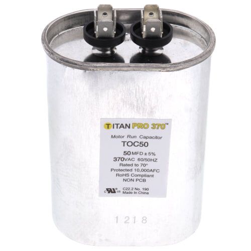 Titan Pro TOC50 - 50 MFD Oval Motor Run Capacitor (370V)