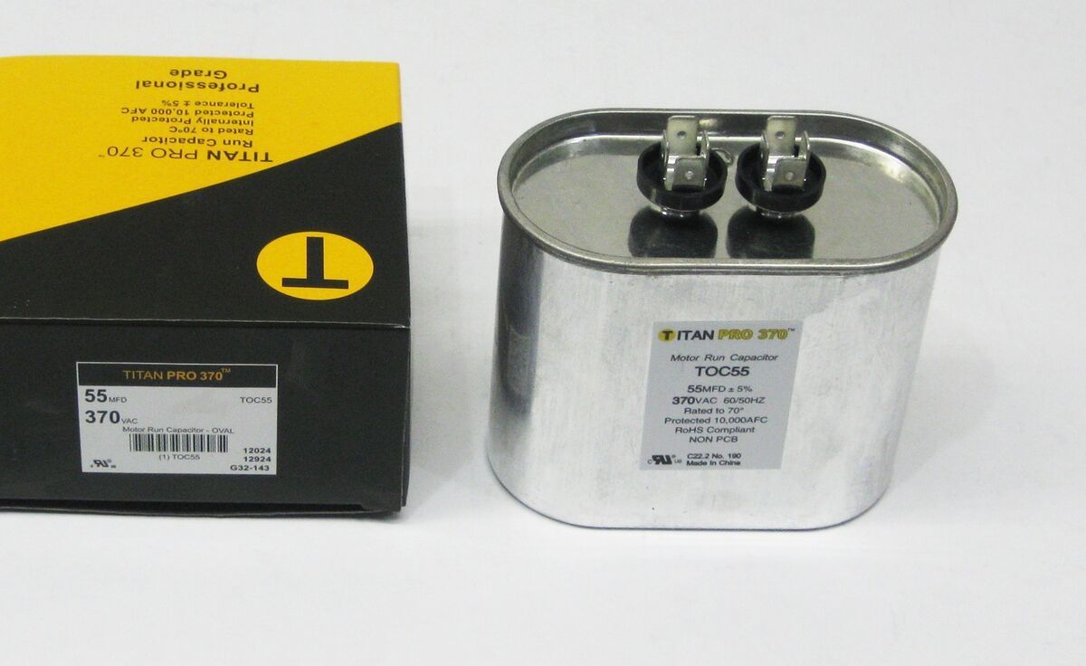 Titan Pro TOC55 - 55 MFD Oval Motor Run Capacitor (370V)