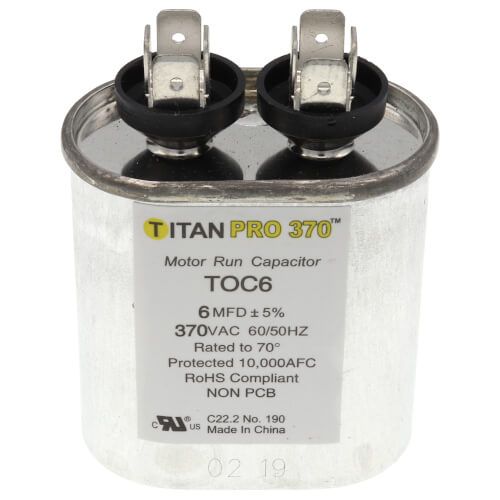 Titan Pro TOC6 - 6 MFD Oval Motor Run Capacitor (370V)