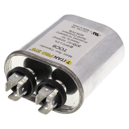 Titan Pro TOC6 - 6 MFD Oval Motor Run Capacitor (370V)