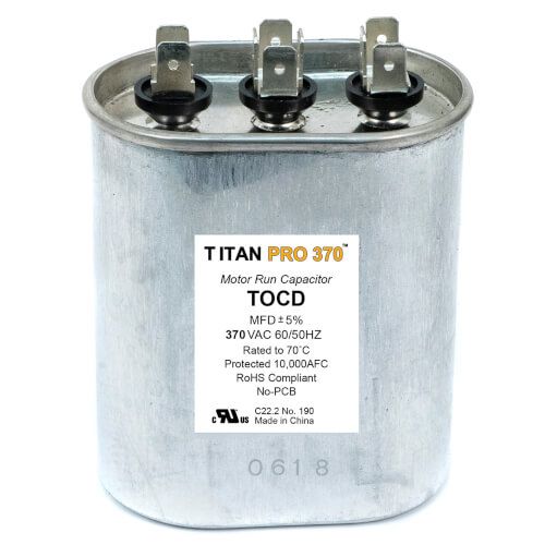 Titan Pro TOCD255 - 25/5 MFD Oval Dual Motor Run Capacitor (370V)