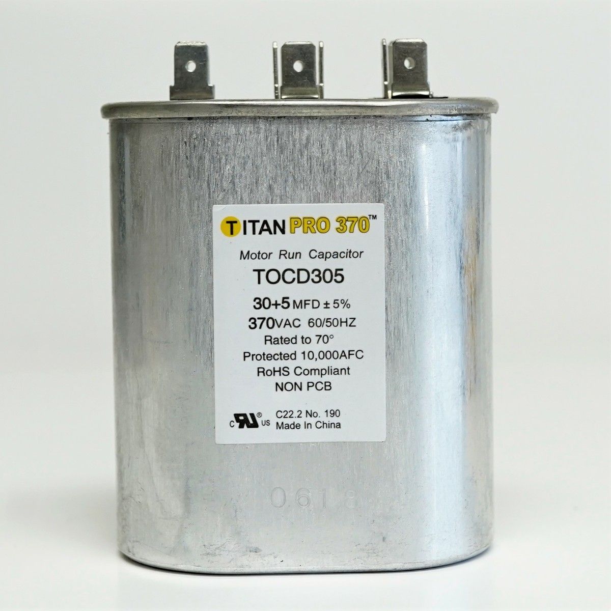 Titan Pro TOCD305 - 30/5 MFD Oval Dual Motor Run Capacitor (370V)