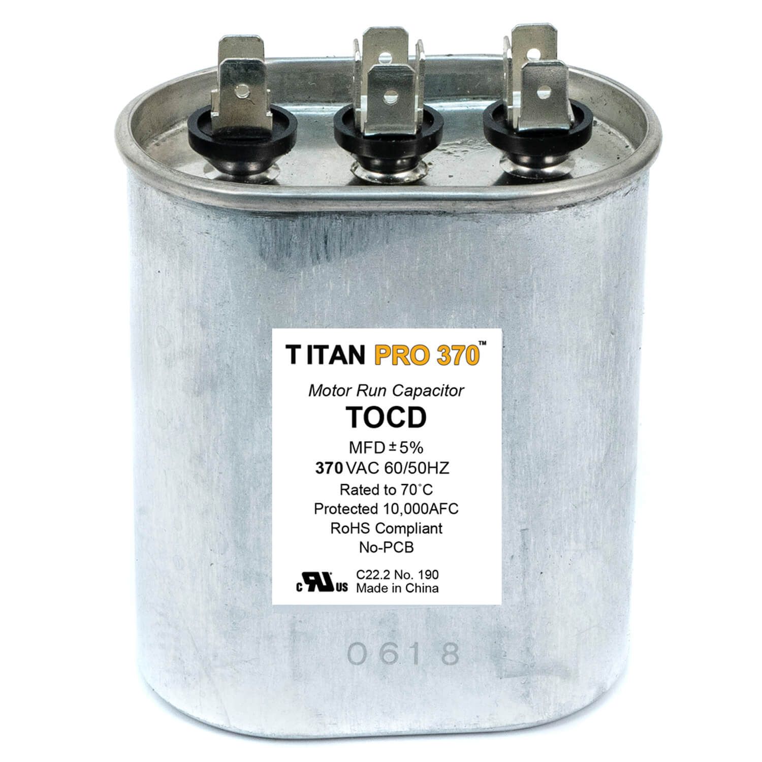 Titan Pro TOCD353 - 35/3 MFD Oval Dual Motor Run Capacitor (370V)