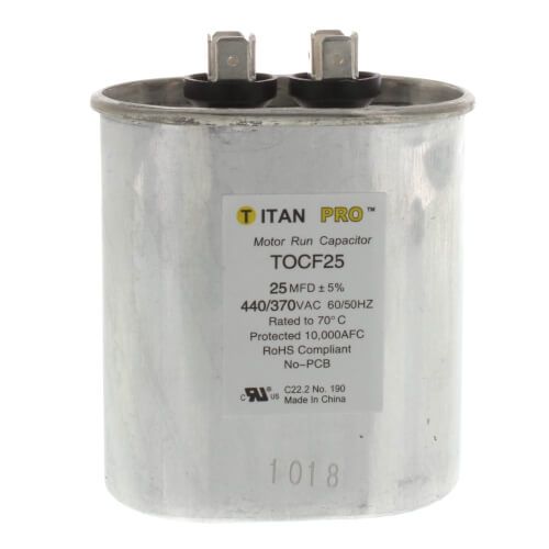 Titan Pro TOCF25 - 25 MFD Oval Motor Run Capacitor (440/370V)