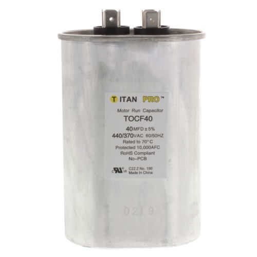 Titan Pro TOCF40 - 40 MFD Oval Motor Run Capacitor (440/370V)