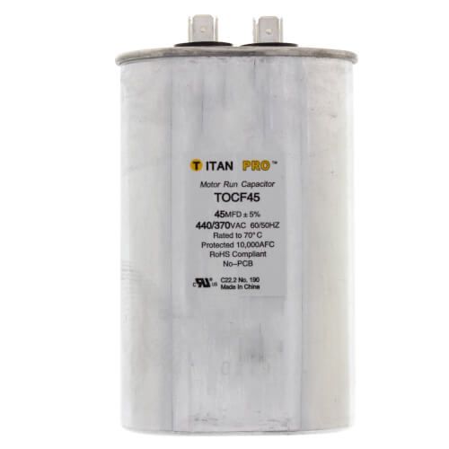 Titan Pro TOCF45 - 45 MFD Oval Motor Run Capacitor (440/370V)