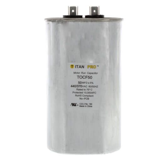Titan Pro TOCF50 - 50 MFD Oval Motor Run Capacitor (440/370V)