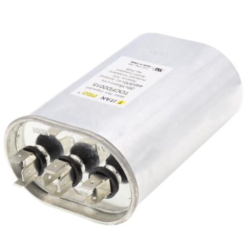 Titan Pro TOCFD2015 - 20/15 MFD Oval Dual Motor Run Capacitor (440/370V)