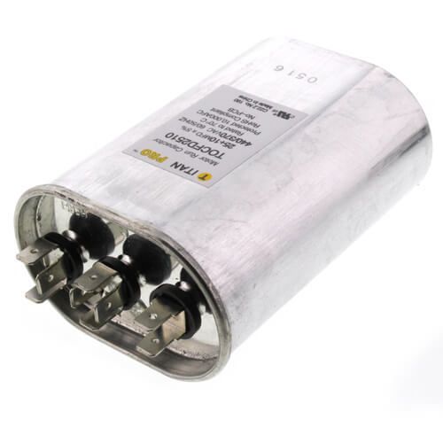 Titan Pro TOCFD2510 - 25/10 MFD Oval Dual Motor Run Capacitor (440/370V)
