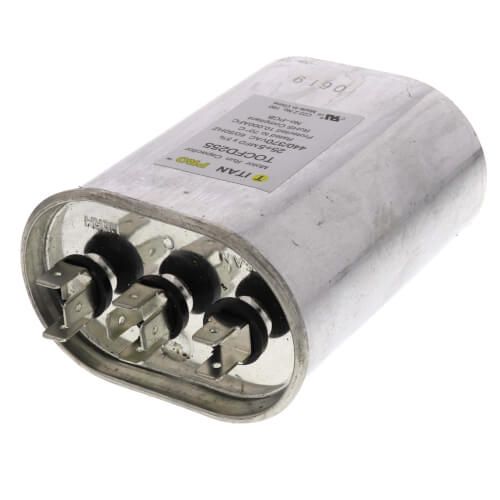 Titan Pro TOCFD255 - 25/5 MFD Oval Dual Motor Run Capacitor (440/370V)