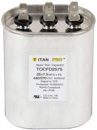 Titan Pro TOCFD2575 - 25/7.5 MFD Oval Dual Motor Run Capacitor (440/370V)