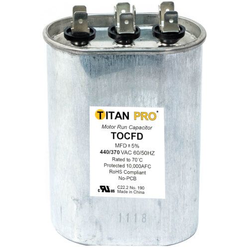 Titan Pro TOCFD304 - 30/4 MFD Oval Dual Motor Run Capacitor (440/370V)