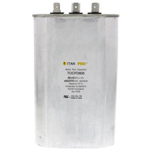 Titan Pro TOCFD605 - 60/5 MFD Oval Dual Motor Run Capacitor (440/370V)