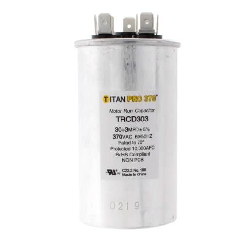 Titan Pro TRCD303 - 30/3 MFD Round Dual Motor Run Capacitor (370V)