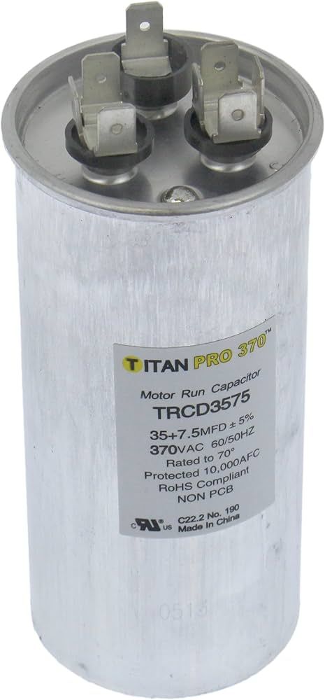 Titan Pro TRCD3575 - 35/7.5 MFD Round Dual Motor Run Capacitor (370V)