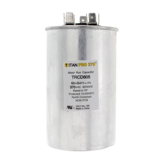 Titan Pro TRCD605 - 55/7.5 MFD Round Dual Motor Run Capacitor (370V)