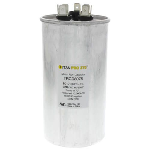 Titan Pro TRCD8075 - 80/7.5 MFD Round Dual Motor Run Capacitor (370V)