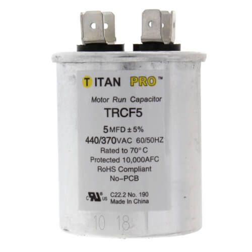 Titan Pro TRCF5 - 5 MFD Round Motor Run Capacitor (440/370V)