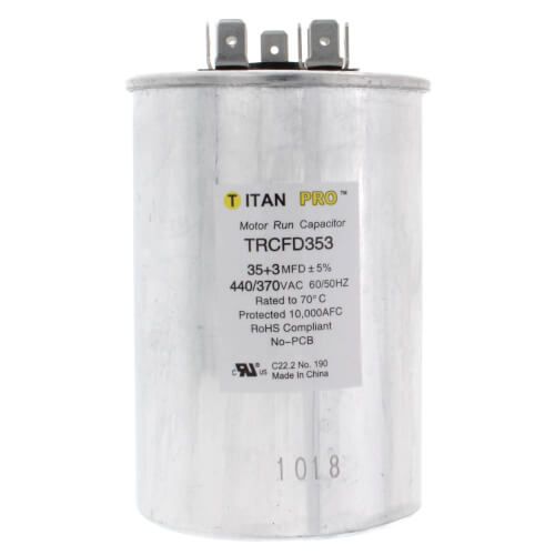 Titan Pro TRCFD353 - 35/3 MFD Round Dual Motor Run Capacitor (440/370V)