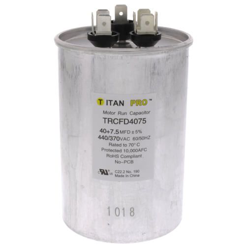 Titan Pro TRCFD4075 - 40/7.5 MFD Round Dual Motor Run Capacitor (440/370V)