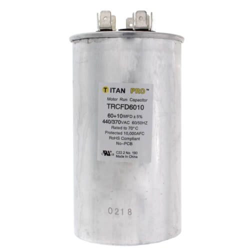 Titan Pro TRCFD6010 - 60/10 MFD Round Dual Motor Run Capacitor (440/370V)