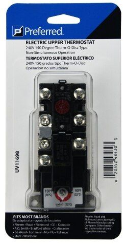 Rheem UV11698 - Electric Thermostat - 90 to 150F Range, 17 to 27F Differential, Manual Reset