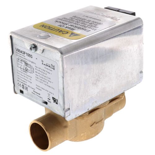 Honeywell Home V8043F1093 - /4" Sweat Connection Zone Valve, normally closed, w/ screw terminal block connection, 8 Cv (24v)