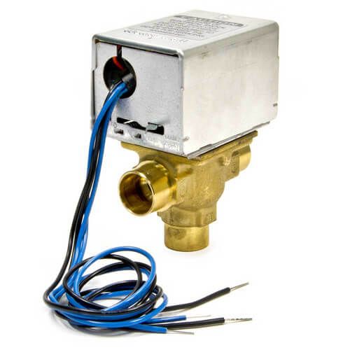 Honeywell Home V8044E1011 - 3/4" Sweat Connection 3 Way Zone Valve, port A normally closed, w/ end switch (24v)