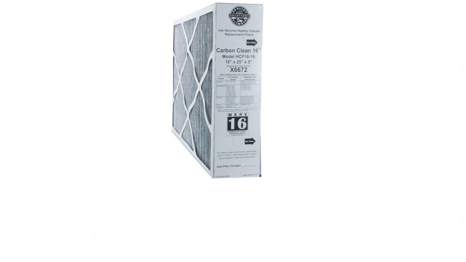 Lennox X6672 - Healthy Climate HCF16-16, Disposable Pleated Box Filter 25 x 16 x 5 Inch, MERV 16
