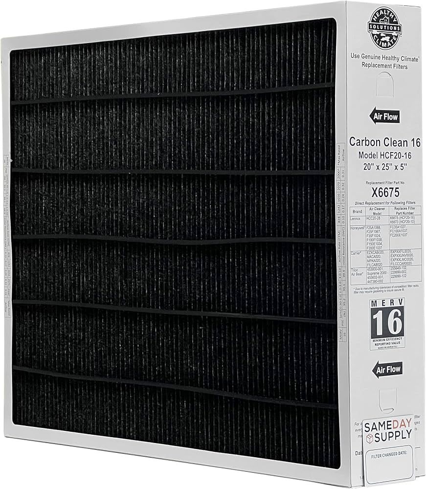 Lennox X6675 - ( HCF20-16 ) Disposable Pleated Box Filter 25 x 20 x 5 Inch, MERV 16