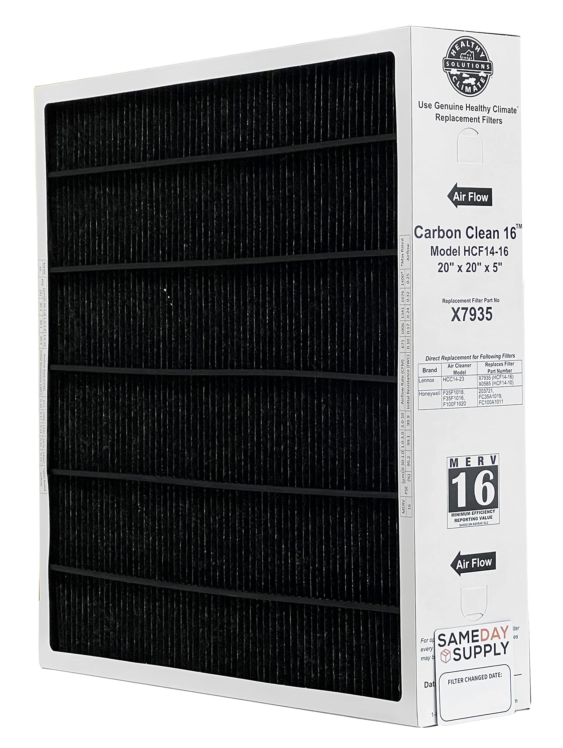 Lennox X7935 - ( HCF14-16 ) Disposable Pleated Box Filter 20 x 20 x 5 Inch, MERV 16
