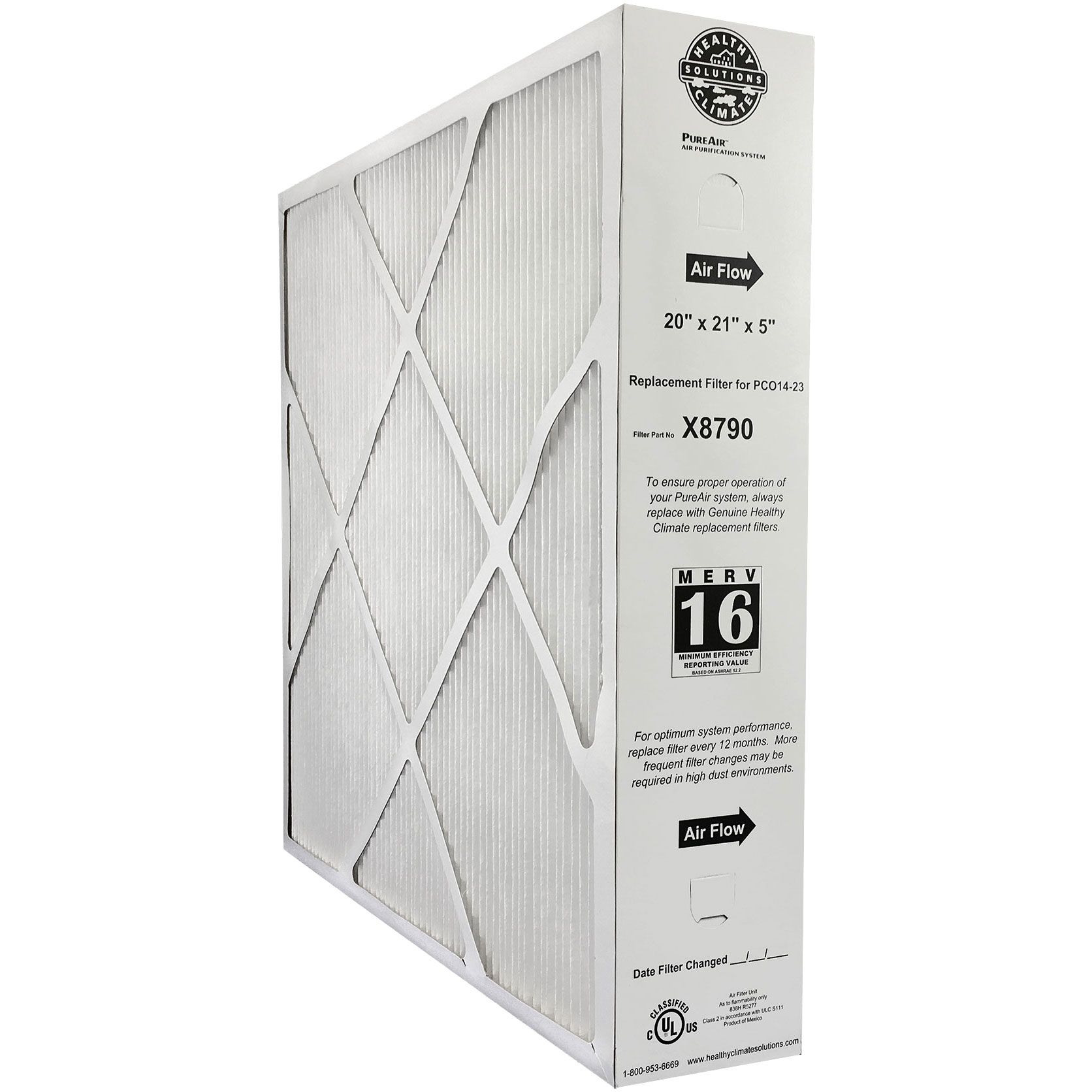 Lennox X8790 - ( 100908-09 ) Pleated Air Filter 21 x 20 x 5 Inch, MERV 16