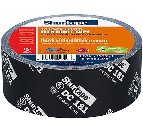 Lennox Y2090 - DC 181 UL Listed & Printed Film Duct Tape, 2" x 120 yd., Black Printed
