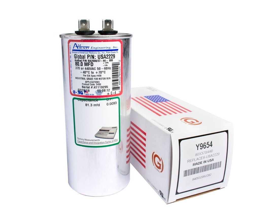 Lennox Y9654 – AmRad USA2229 Run Capacitor, 80 MFD, 440V, Round, OEM HVAC Replacement